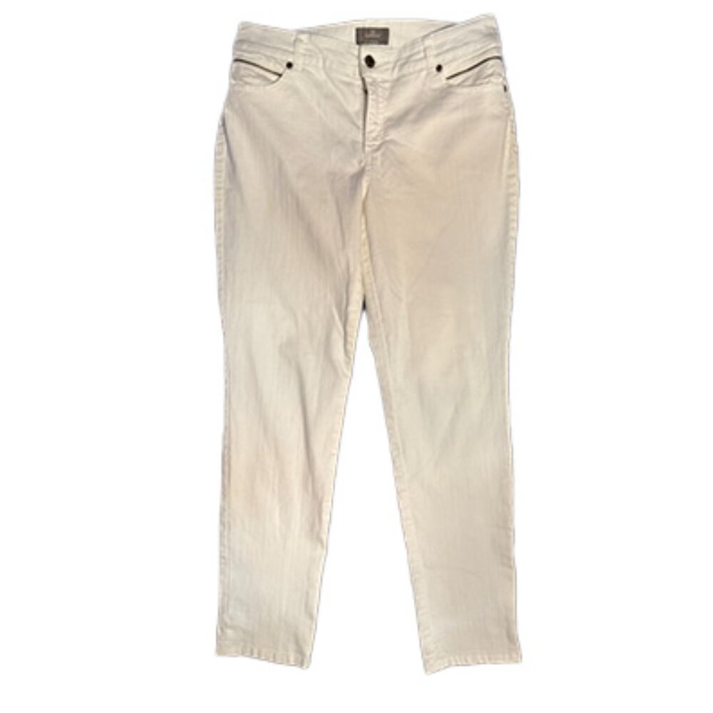 White So Slimming by Chico's Denim with Zippered Pockets White Jeans | Size 10